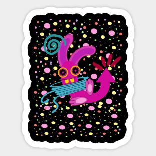 Wacky Rabbit Party Sticker